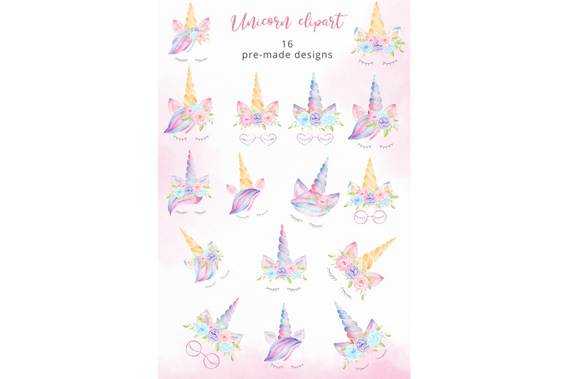 watercolor-unicorn-clipart-and-faces