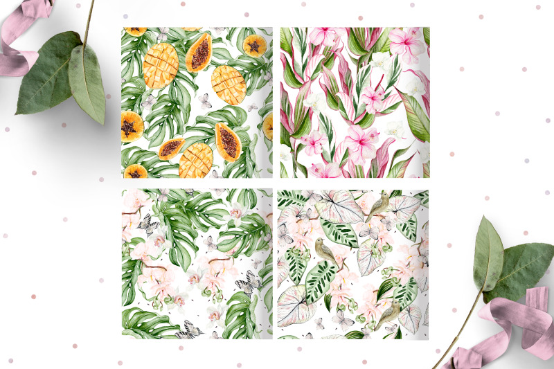 watercolor-tropical-patterns