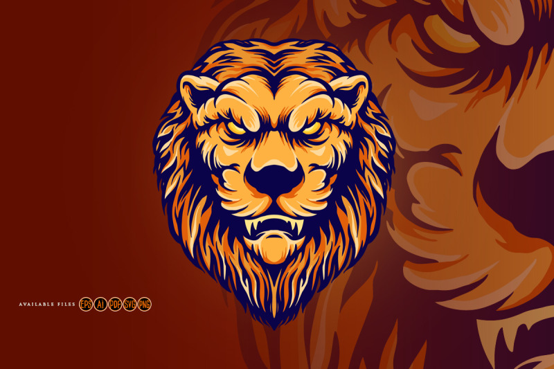 lion-head-vintage-mascot-cartoon-svg