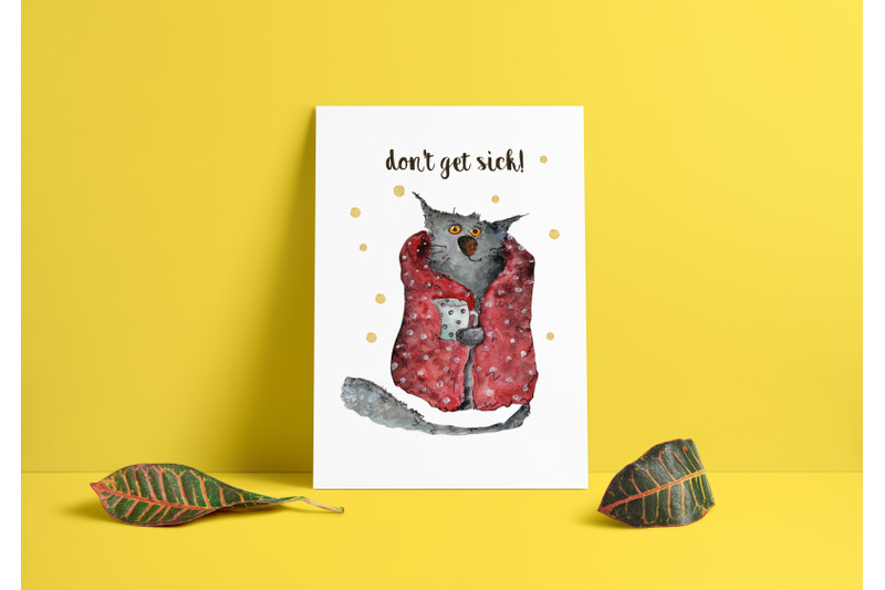 illustrations-of-cats-on-the-topic-of-disease