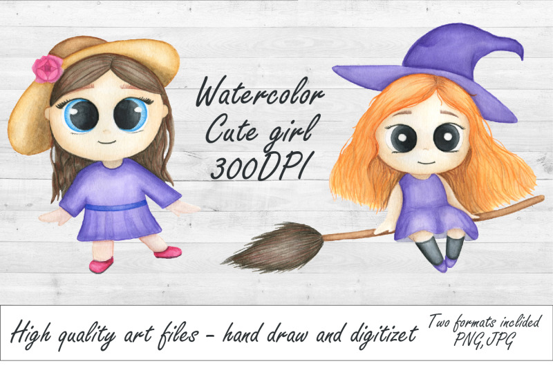 watercolor-bundle-princess-and-little-witch-cute-girl