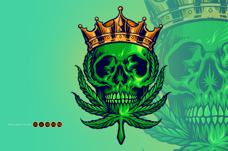 cannabis-king-skull-mascot-kush-leaves-logo