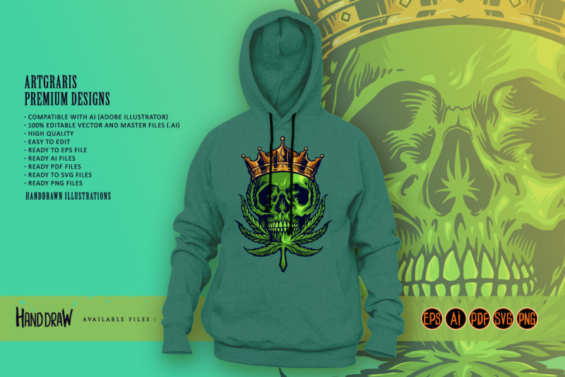 cannabis-king-skull-mascot-kush-leaves-logo