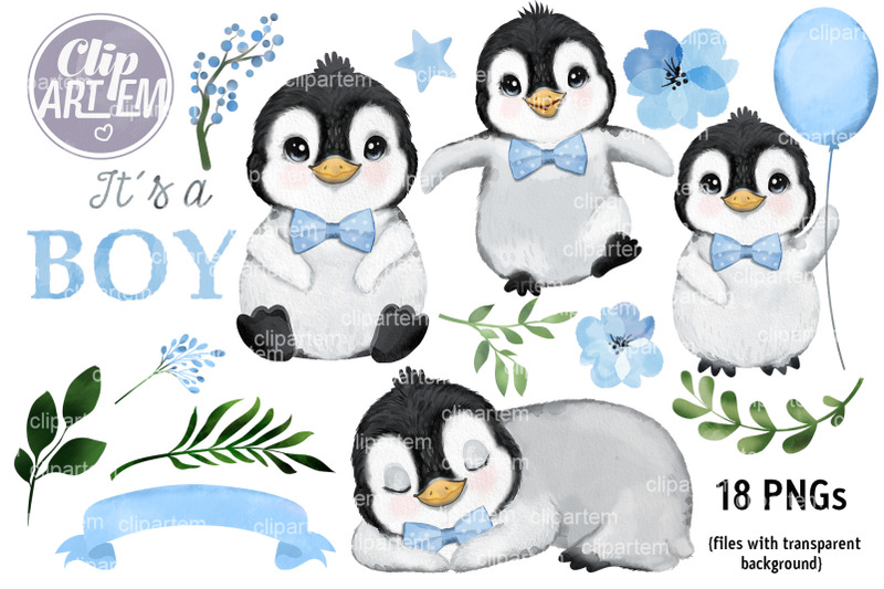 very-sweet-baby-boy-penguin-18-png-watercolor-clip-art-images-bundle