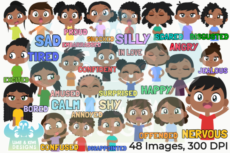 african-american-kids-emotions-option-2-clipart