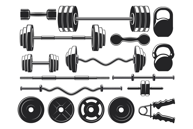 gym-heavy-weight-equipment-fitness-dumbbell-and-barbell-silhouettes