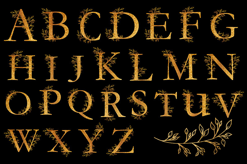 gold-alphabet-clipart-and-golden-twigs