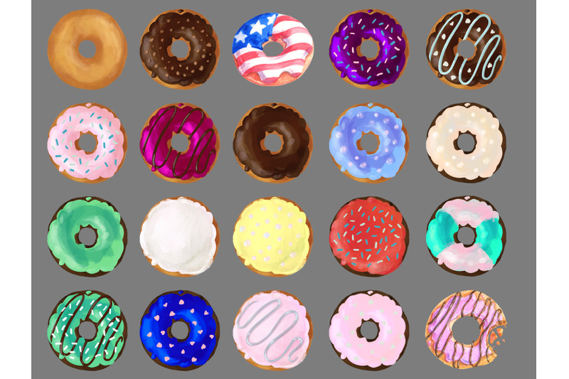 watercolor-doughnuts-graphics-donut-bakery-clipart-png