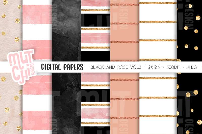 black-and-rose-vol2-digital-paper-set