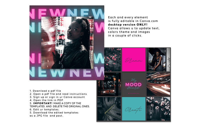 neon-instagram-posts-templates-for-canva