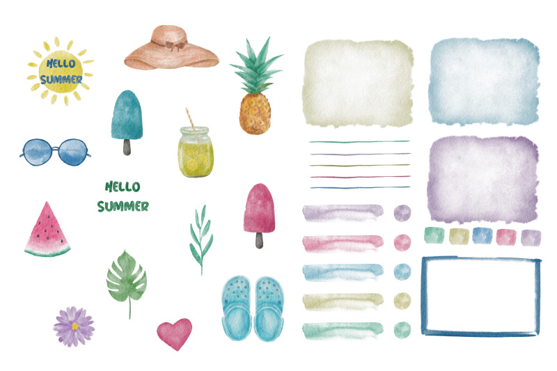 watercolor-summer-stickers-cliparts