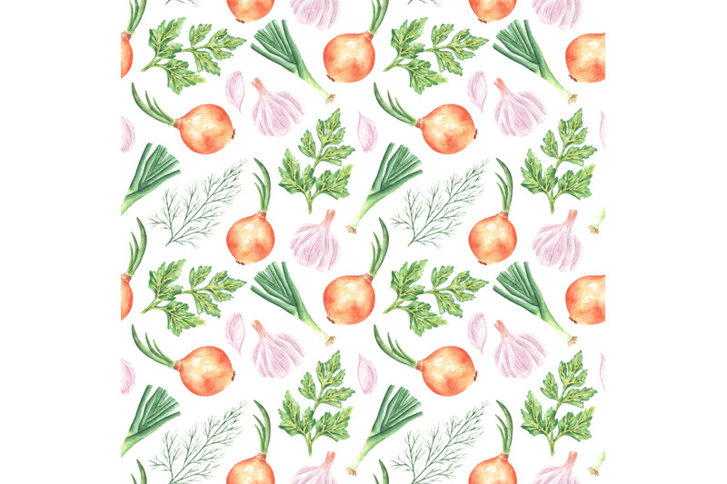 spices-watercolor-seamless-pattern-onions-garlic-parsley-dill