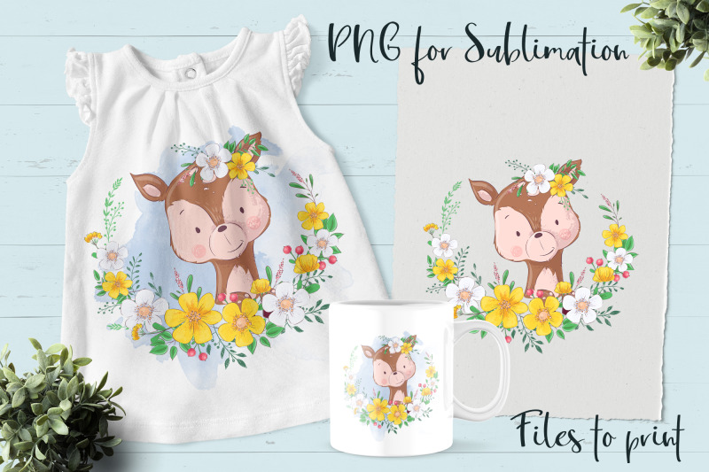cute-deer-sublimation-design-for-printing