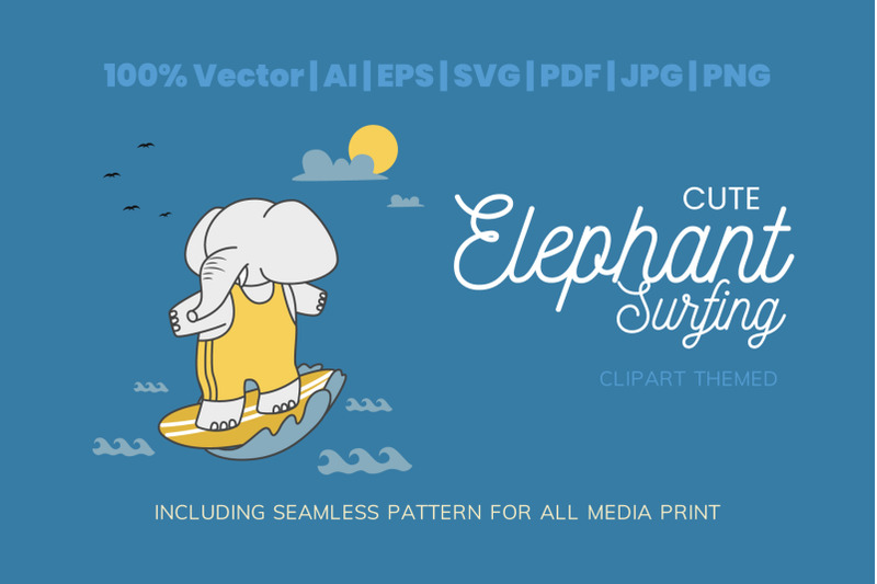 cute-elephant-surfing-illustration-themed-plus-pattern