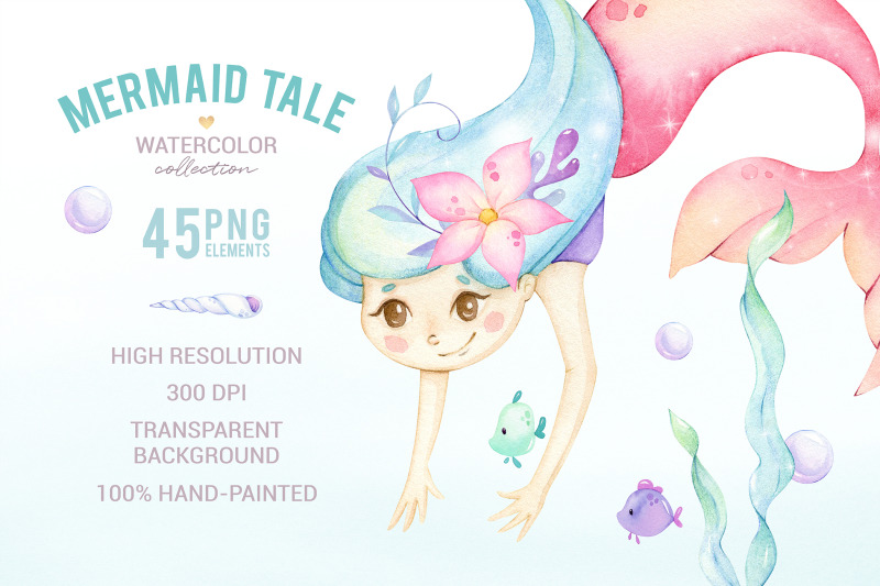 cute-mermaid-watercolor-clipart