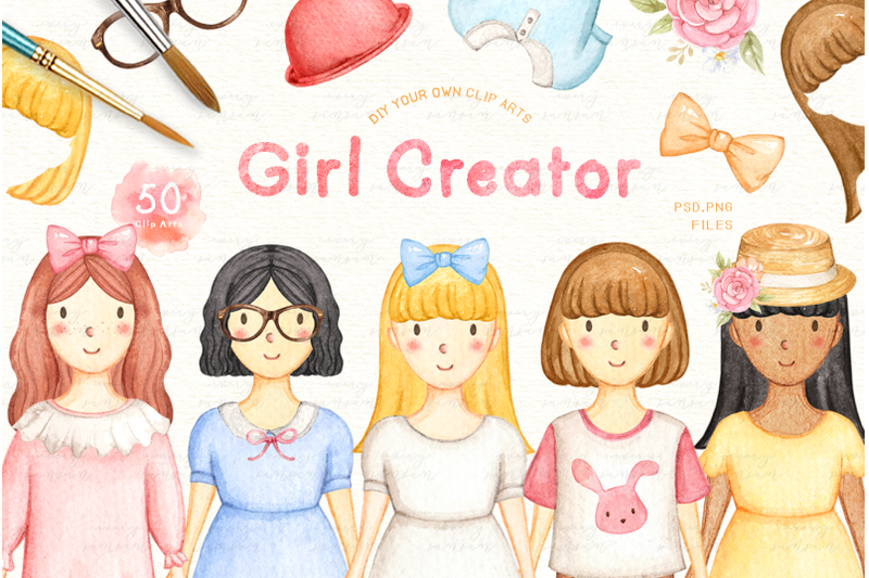 girl-creator-watercolor-clip-arts