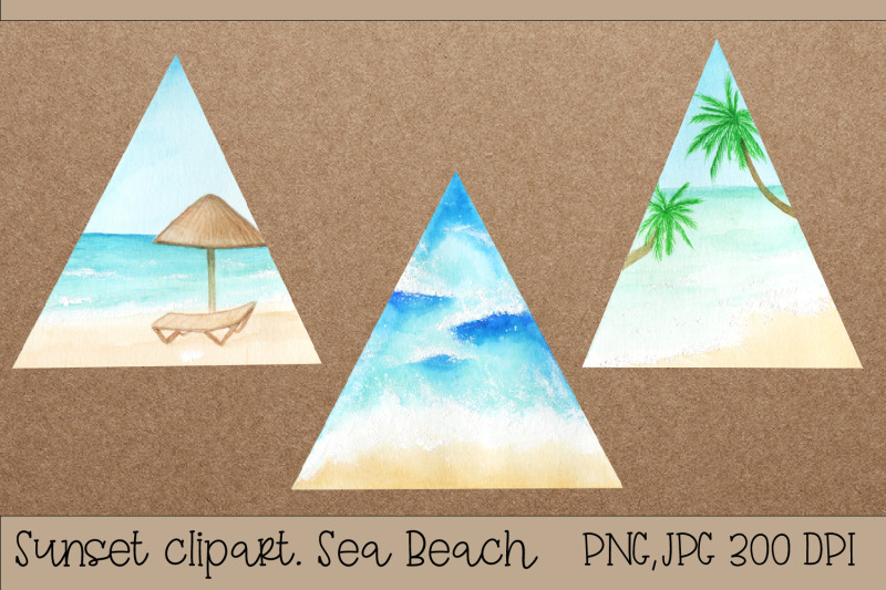 watercolor-clipart-geometric-camping-sea-beach-sublimation