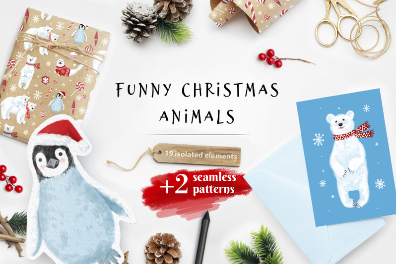funny-christmas-animals-set