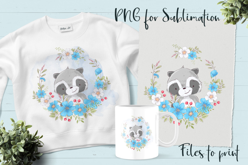 cute-raccoon-sublimation-design-for-printing