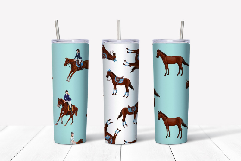 horses-sublimation-design-skinny-tumbler-wrap-design