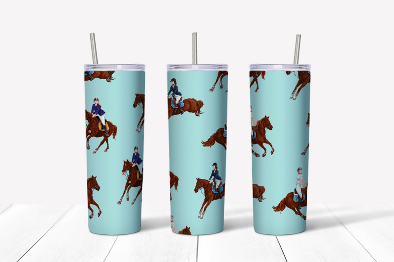 horses-sublimation-design-skinny-tumbler-wrap-design