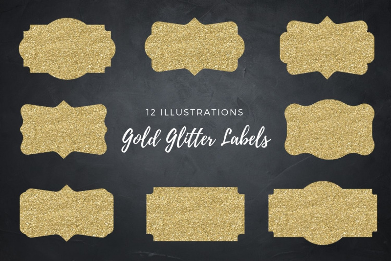 gold-labels-12-gold-glitter-frames