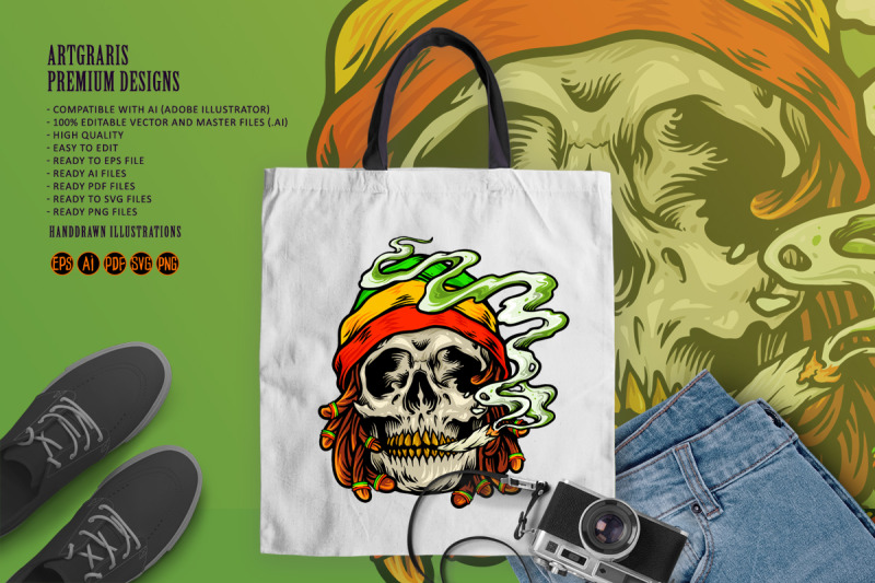 weed-skull-smoke-cannabis-jamaican-hat