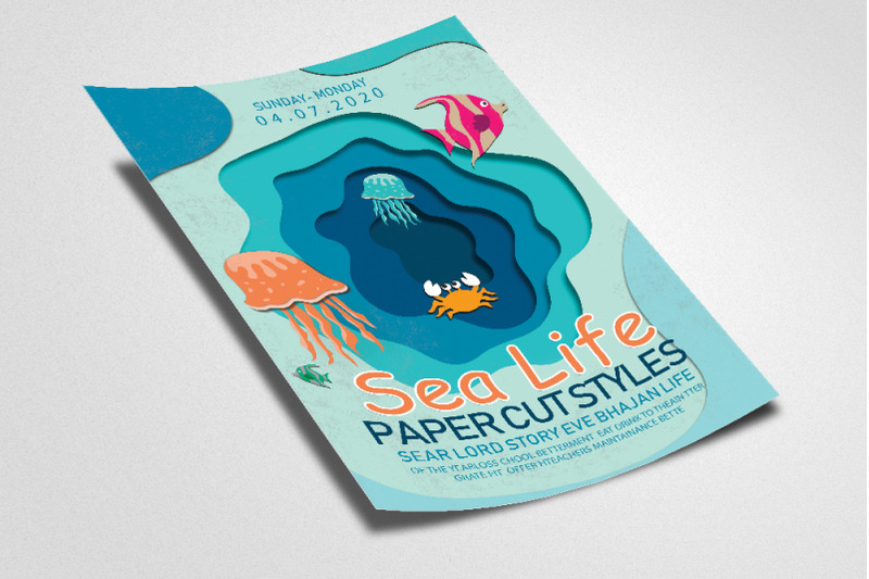 sea-life-paper-cut-style-poster