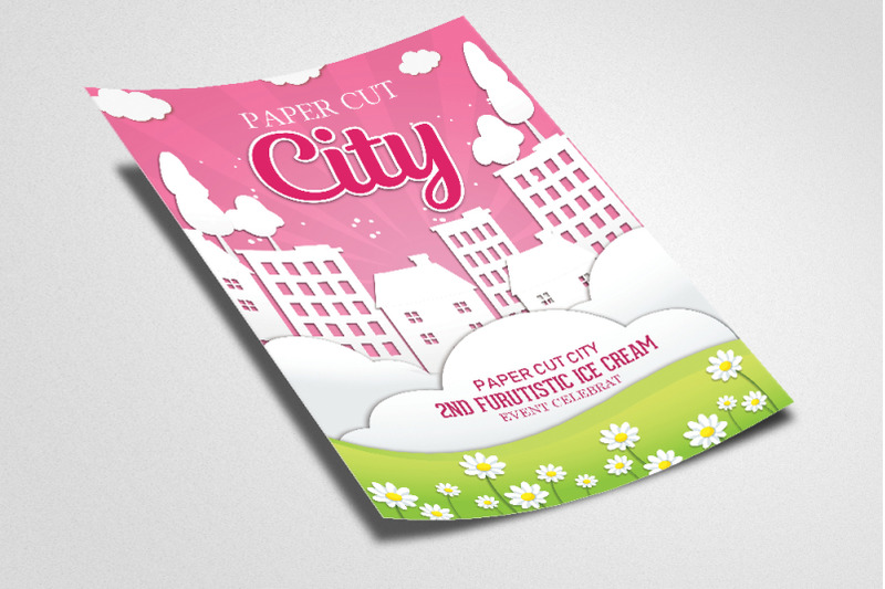 city-paper-cut-style-flyer-poster