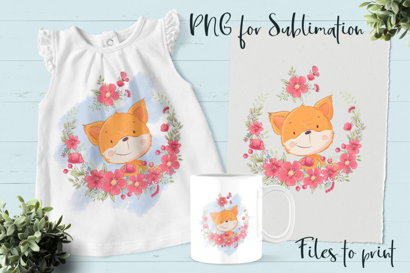 cute-fox-sublimation-design-for-printing