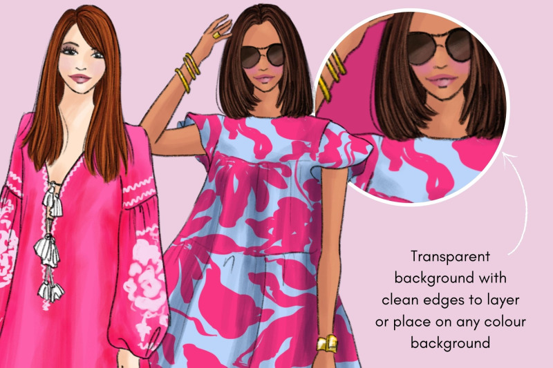 girls-in-summer-dresses-clipart-set