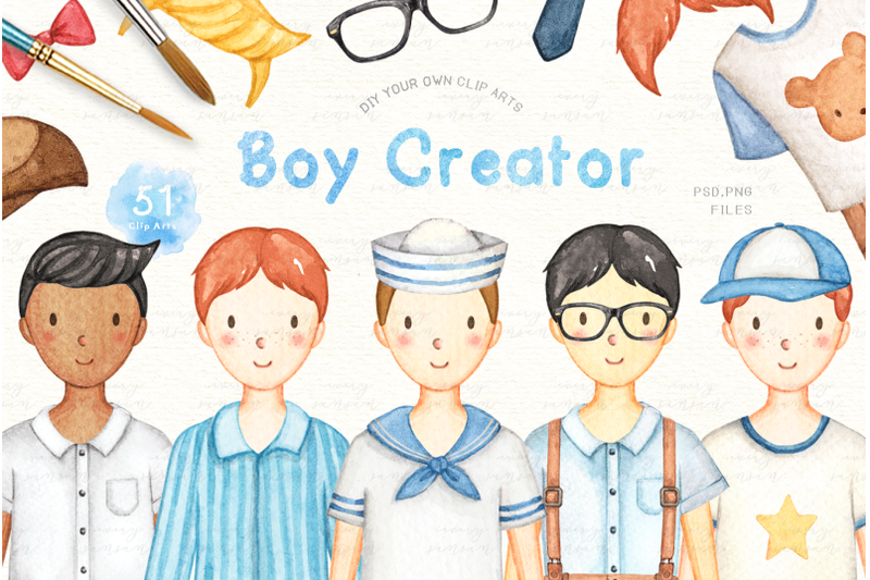 boy-creator-watercolor-clip-arts