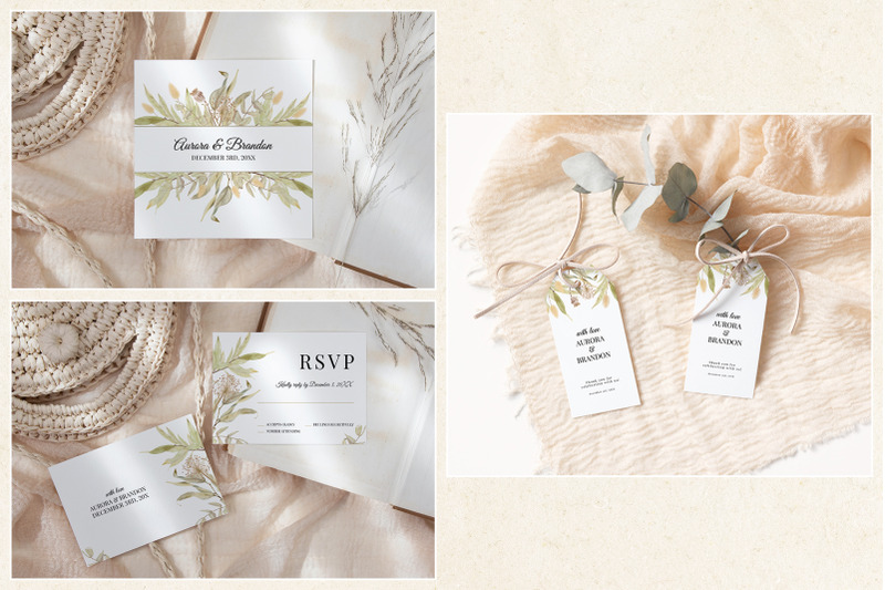 greenery-wedding-template-cards-boho-invitation-set