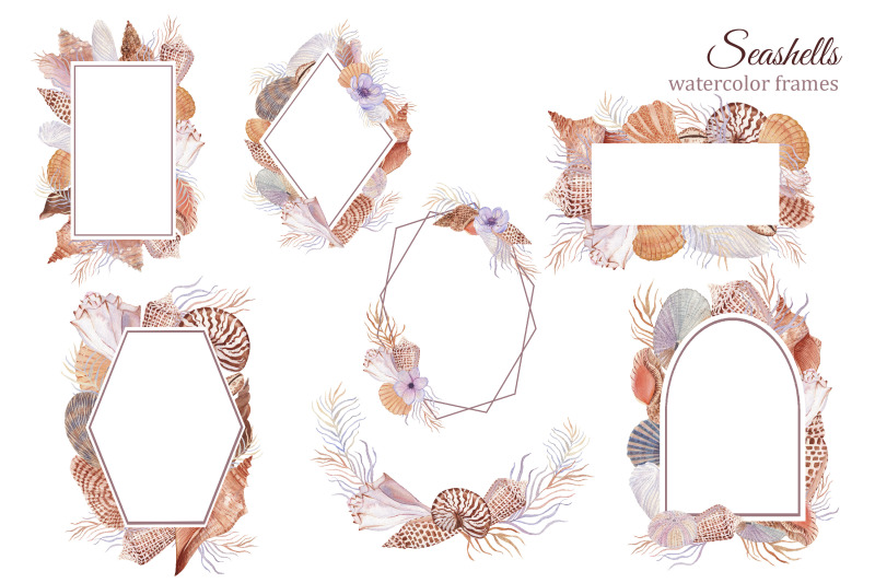 seashell-watercolor-wreaths-frames-nautical-clipart-beach-wedding-p