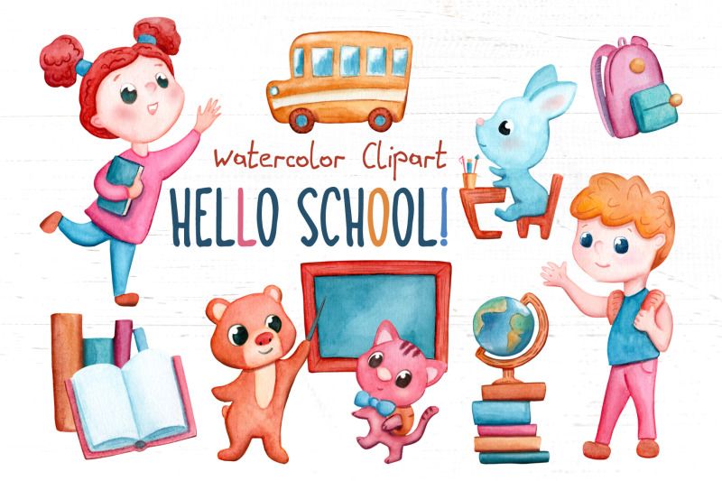 back-to-school-kids-handdrawn-watercolor-clipart