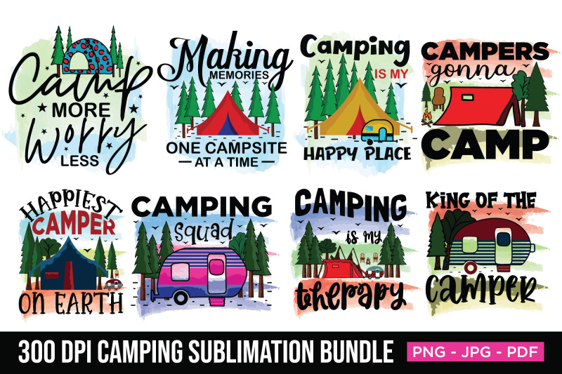 Camping Sublimation Bundle, Sublimation PNG Include
