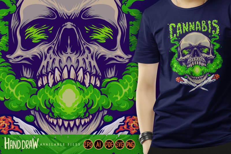 skull-head-cannabis-clouds-smoking-marijuana-weed