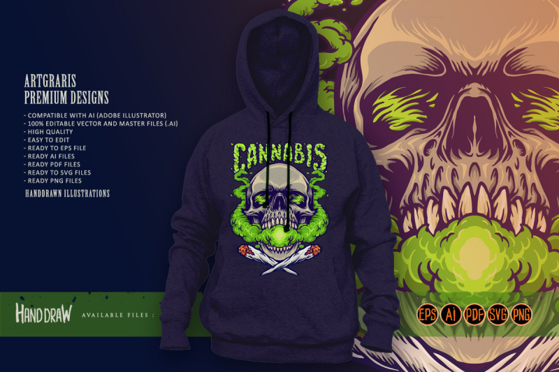 skull-head-cannabis-clouds-smoking-marijuana-weed