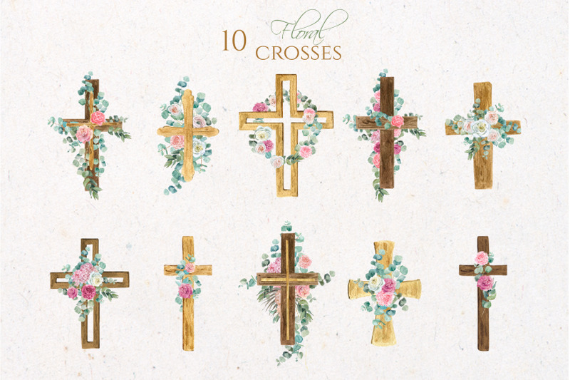 floral-wooden-watercolor-crosses