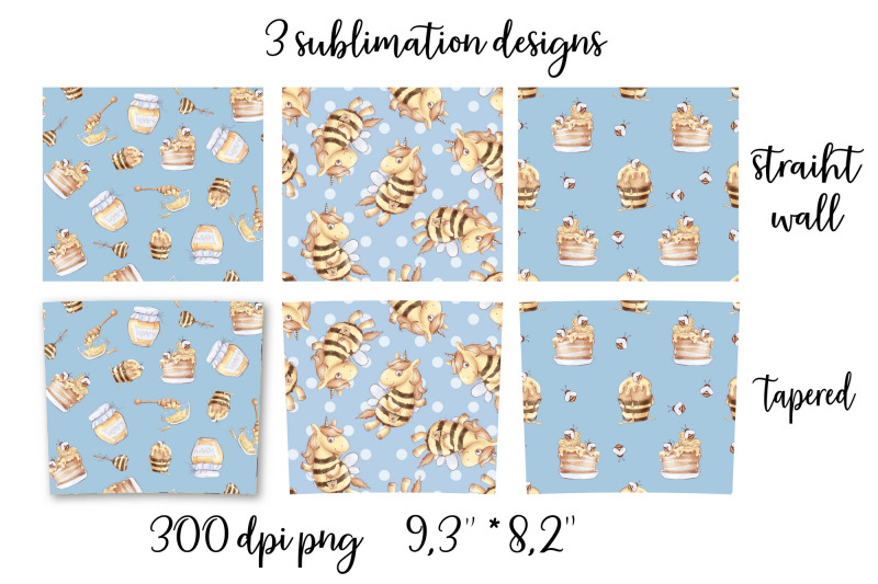 cute-bee-unicorn-sublimation-design-skinny-tumbler-wrap-design