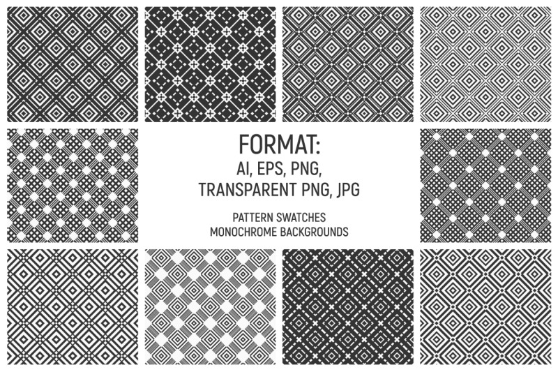 10-rhombuses-seamless-geometric-vector-patterns