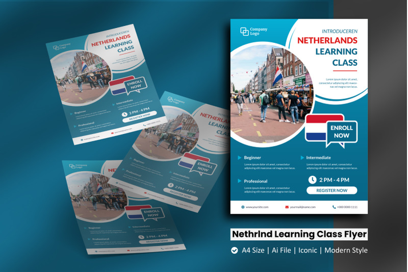 netherlands-learning-class-flyer-template