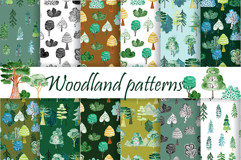 woodland-patterns-forest-seamless-digital-papers