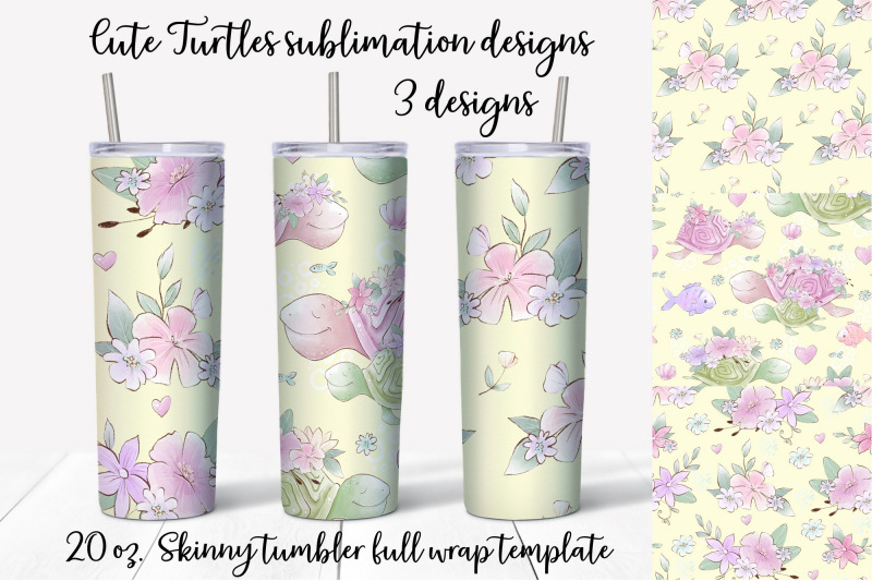 cute-turtles-sublimation-design-skinny-tumbler-wrap-design