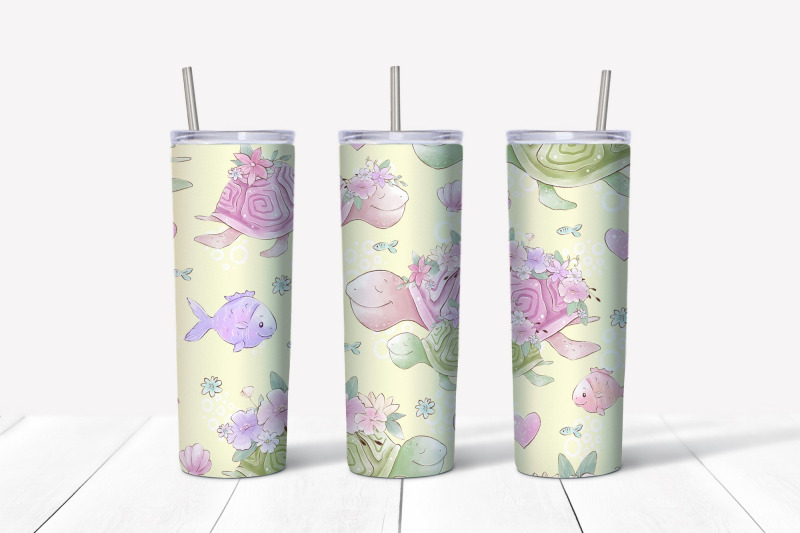 cute-turtles-sublimation-design-skinny-tumbler-wrap-design