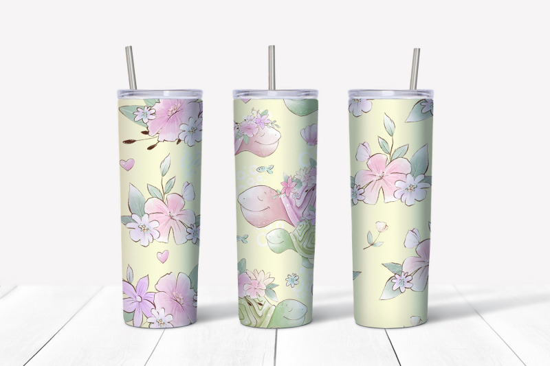 cute-turtles-sublimation-design-skinny-tumbler-wrap-design