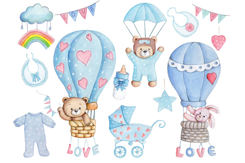 baby-design-set-watercolor-illustrations
