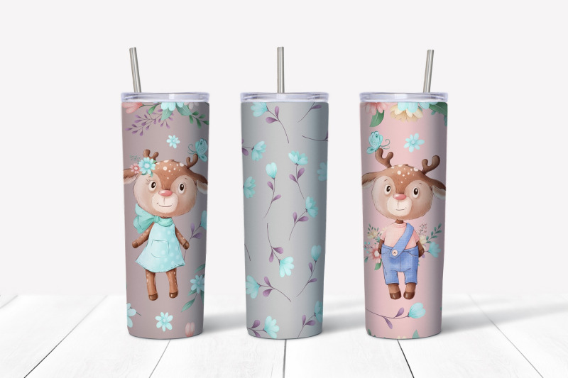 cute-deer-sublimation-design-skinny-tumbler-wrap-design