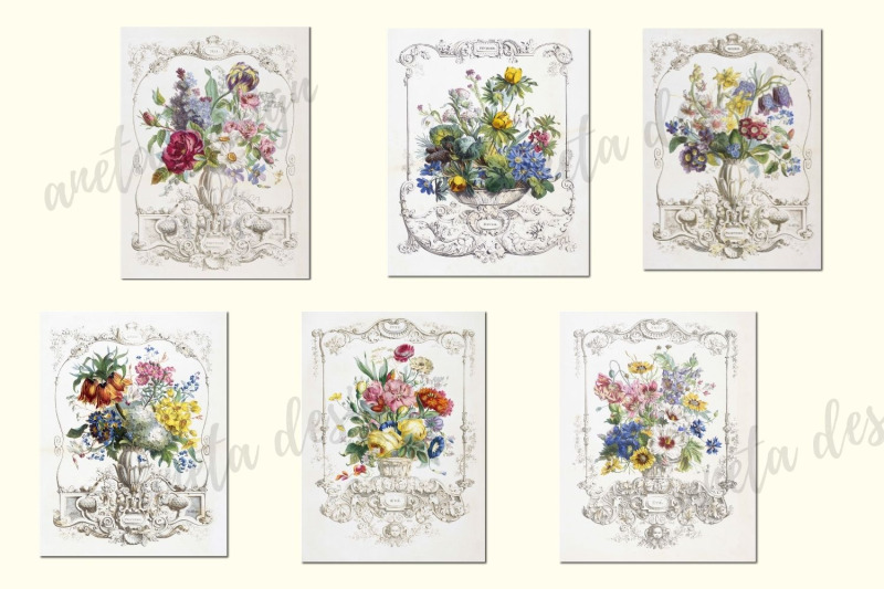 vintage-floral-postcards-digital-floral-postcards-for-scrapbooking