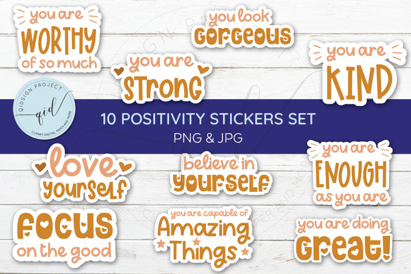 10-positivity-stickers-set